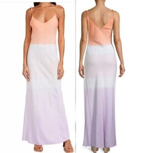 Dannijo Ombre Tie Dye Linen Blend  Tie Strap Maxi Dress